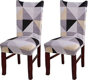 Printed Chair Cover - Beige Black Prism