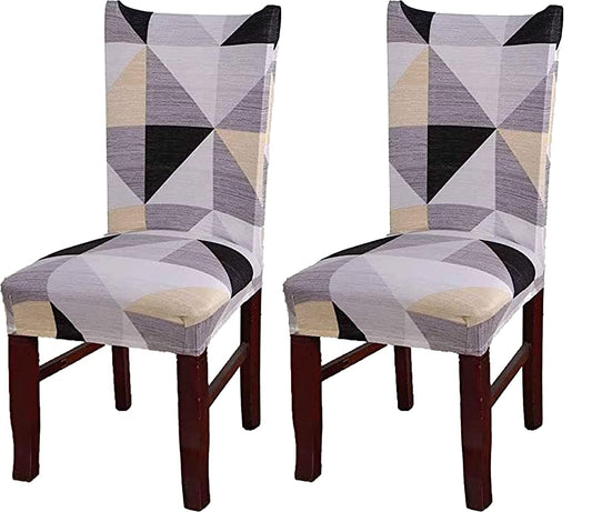 Printed Chair Cover - Beige Black Prism