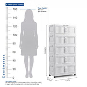Folding Plastic Storage Cabinet with Wheels - White