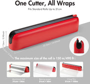 Aluminum Foil & Plastic Wrap Dispenser with Cutter - Red
