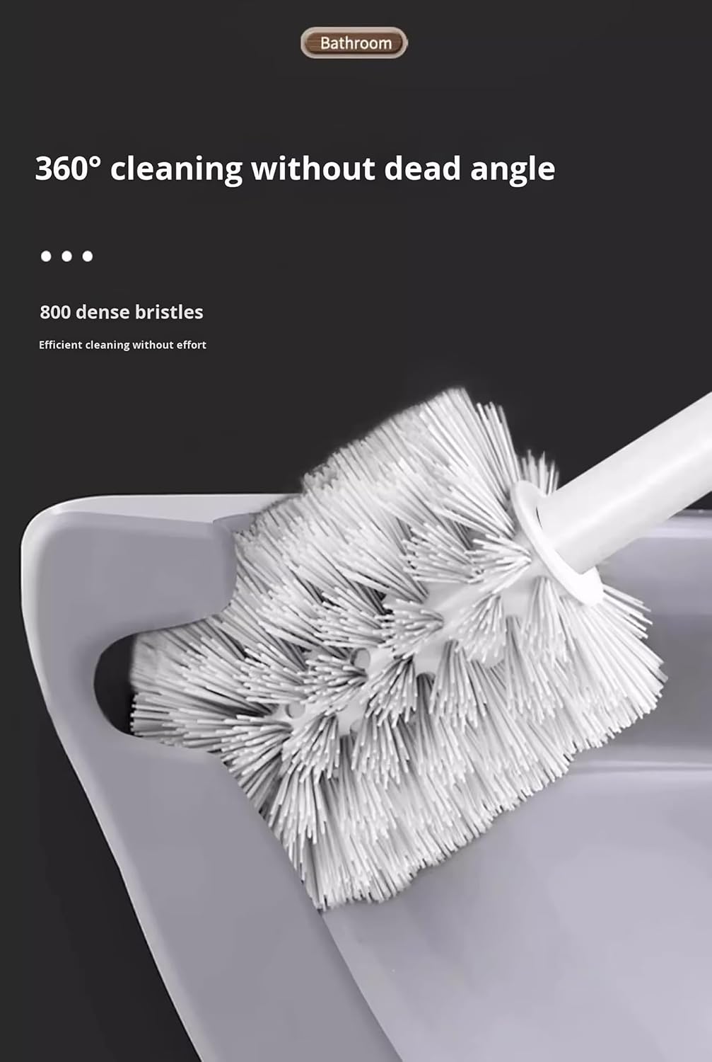 Toilet Brush with Aluminum Handle & Holder Plastic Bristles Wall Mounted