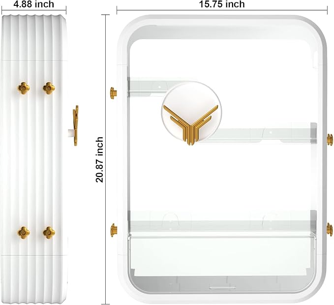 Bathroom Shelves Cabinet Organizer Transparent (White)