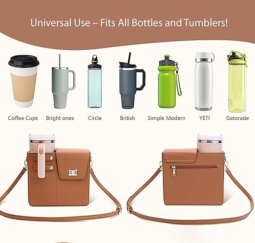Crossbody Tumbler Holder with Purse Compartment