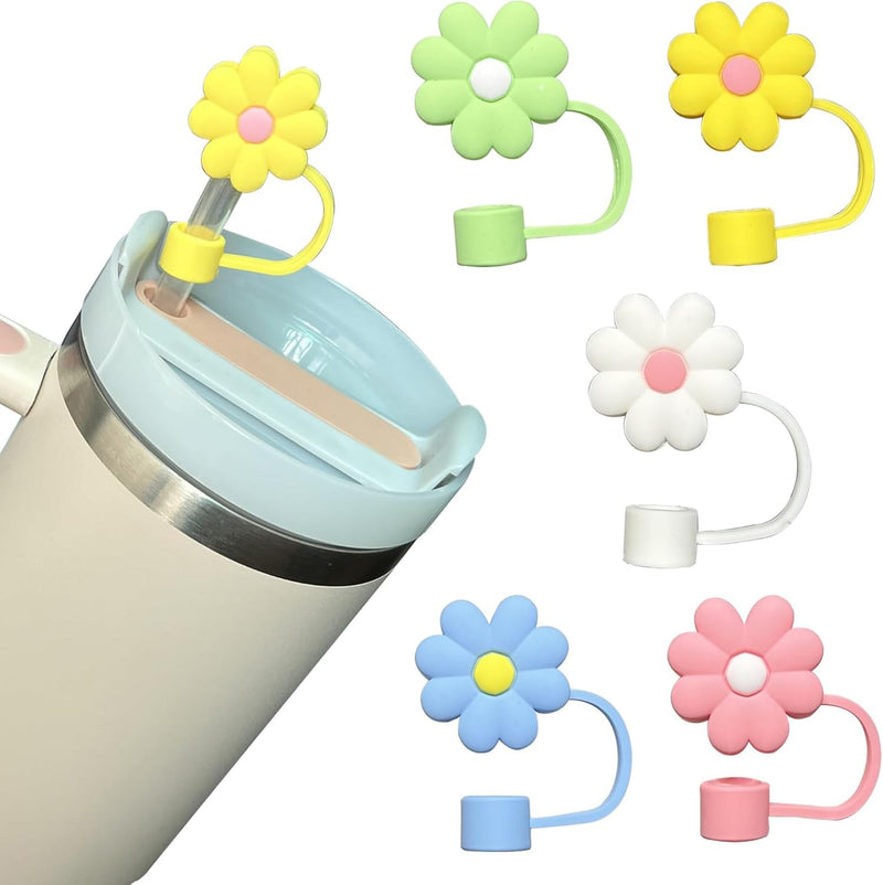 5PCS Silicone Straw Covers Cap Reusable Straws Tips Lids (Multicolor) (Tumbler Not Included)