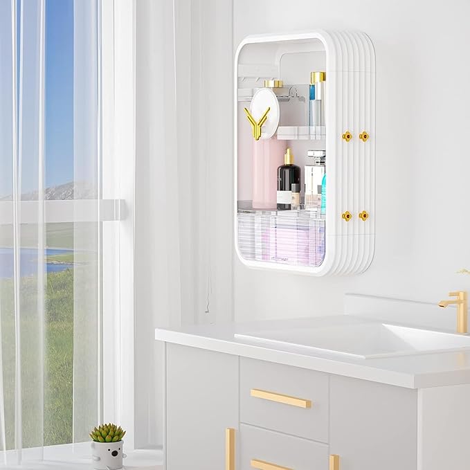 Bathroom Shelves Cabinet Organizer Transparent (White)