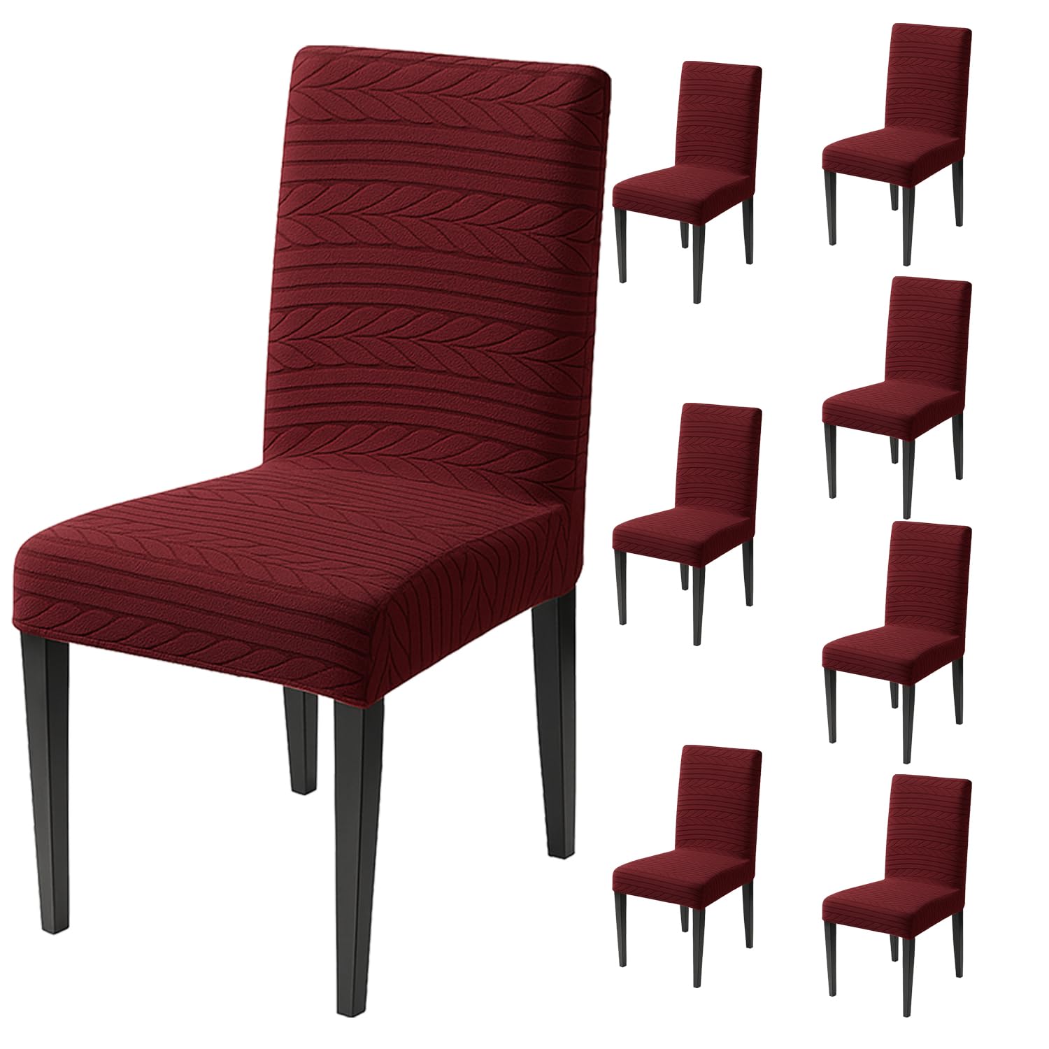 Flexible Stretch Dining Chair Cover – 220 GSM Jacquard Fabric Universal Fit (Maroon)