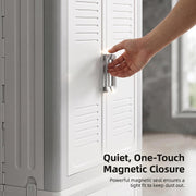 Plastic Wardrobe Storage Cabinet, Multipurpose Clothes Organizer with Shelves & Doors