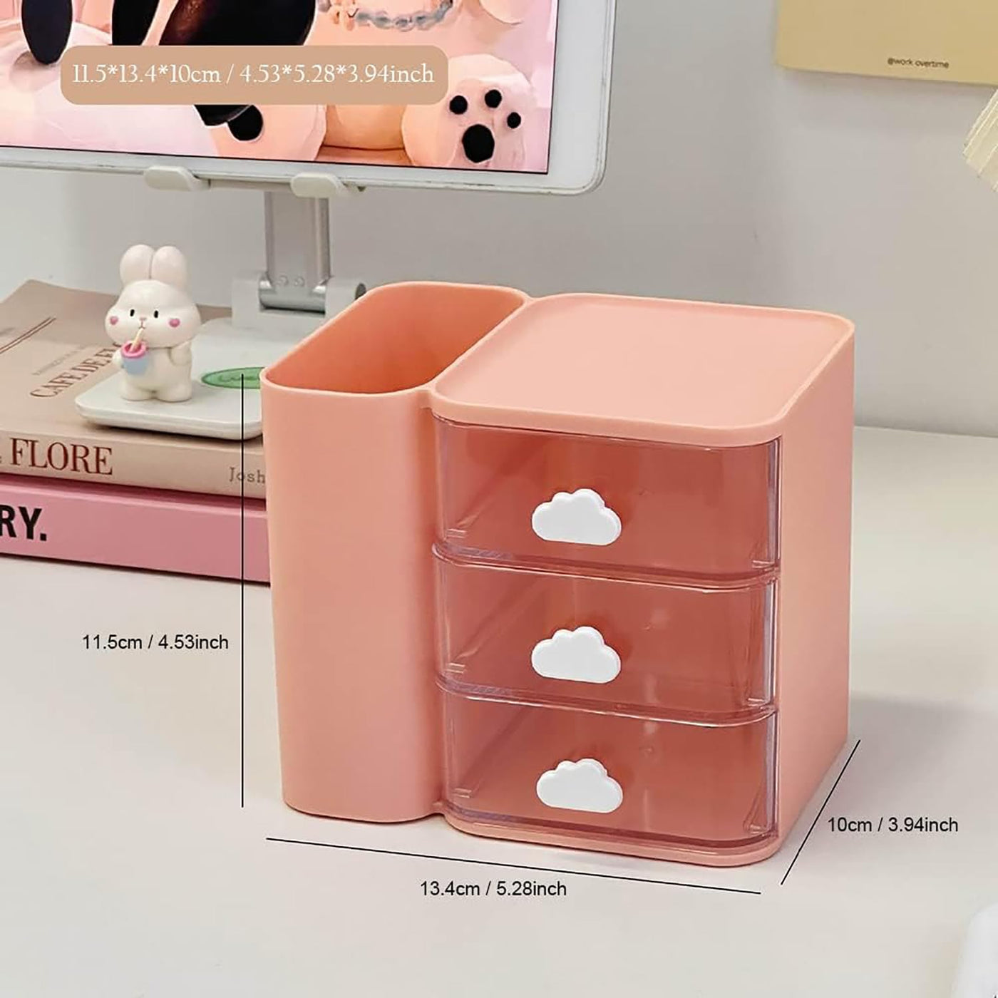 3 Tier with 1 Holder Transparent  Multi-Layer Small Storage Box