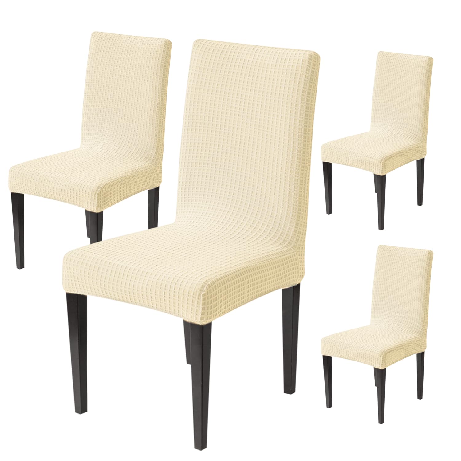 Decorative Dining Chair Cover – 220 GSM Stretch Jacquard Fabric (Beige)