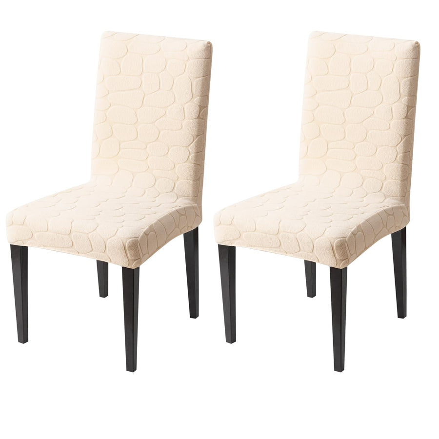Premium Stretch Dining Chair Covers – 220 GSM Thick Jacquard Fabric- Beige