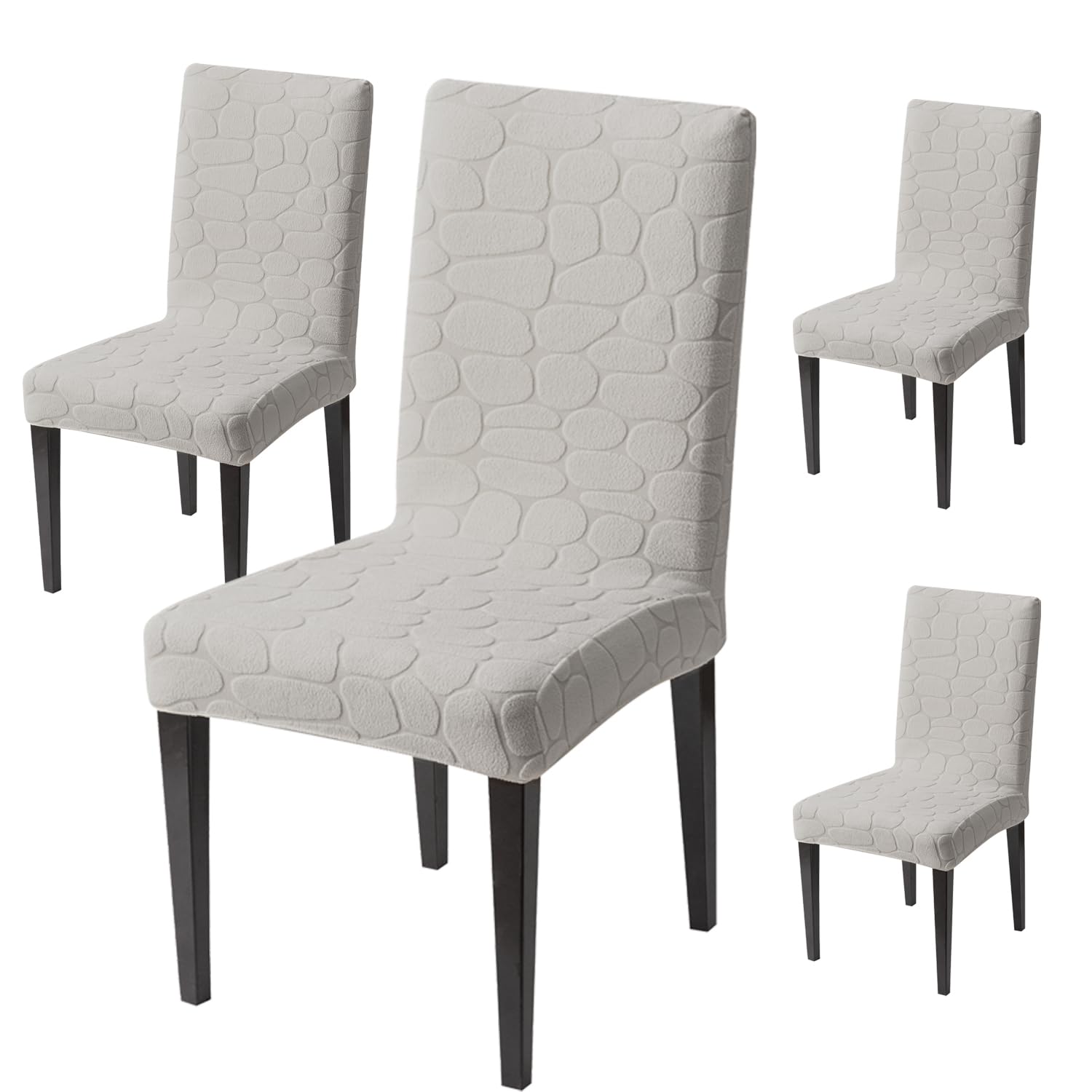 Premium Stretch Dining Chair Covers – 220 GSM Thick Jacquard Fabric- Grey