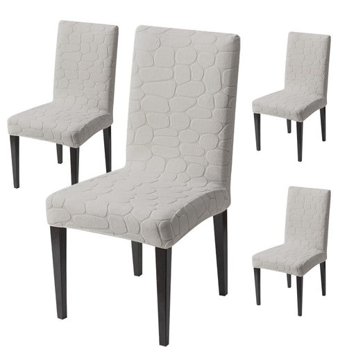 Premium Stretch Dining Chair Covers – 220 GSM Thick Jacquard Fabric- Grey