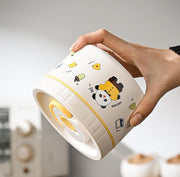Panda Printed Lunch Box 1500ml | 304 Stainless Steel 3 Container Insulated Tiffin Box (Panda Beige)