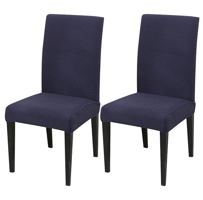 Elastic Jacquard Chair Cover (Navy Blue)