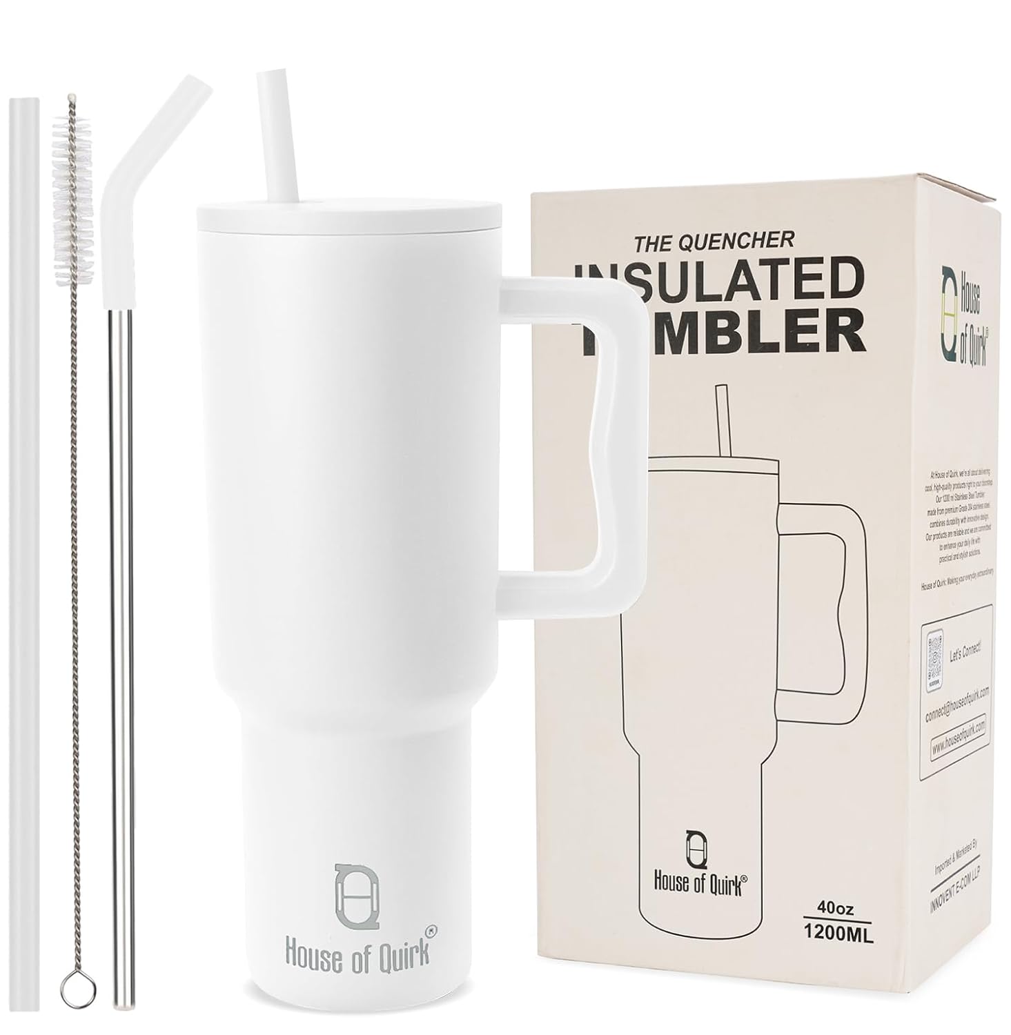 Stainless Steel Vacuum Insulated Tumbler with Straw and Lid & Handle - (1200 ML)