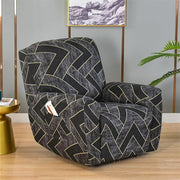 Recliner Slipcover 4 Pieces Chair Covers with Side Pocket Black Trellis