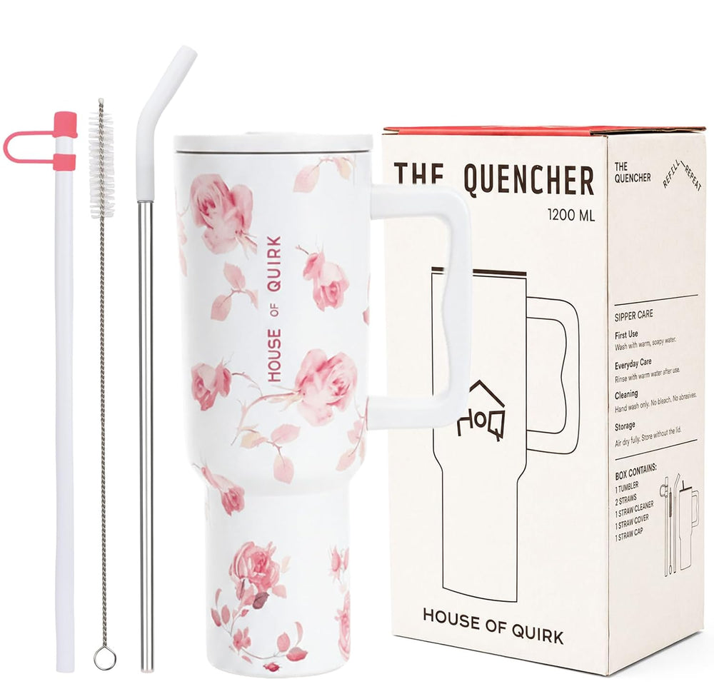 1200ML Stainless Steel Tumbler with Lid, Handle & Straws - (1200 ML)