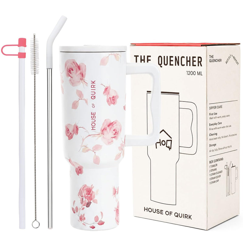 1200ML Stainless Steel Tumbler with Lid, Handle & Straws - (1200 ML)