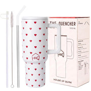 1200ML Stainless Steel Tumbler with Handle & Lid, 2 Straws