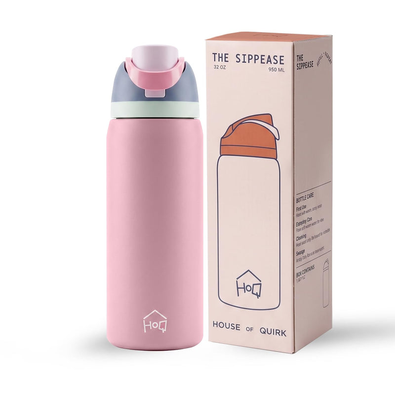 Sippease Insulated Stainless Steel Water Bottle with Straw (950 ML)