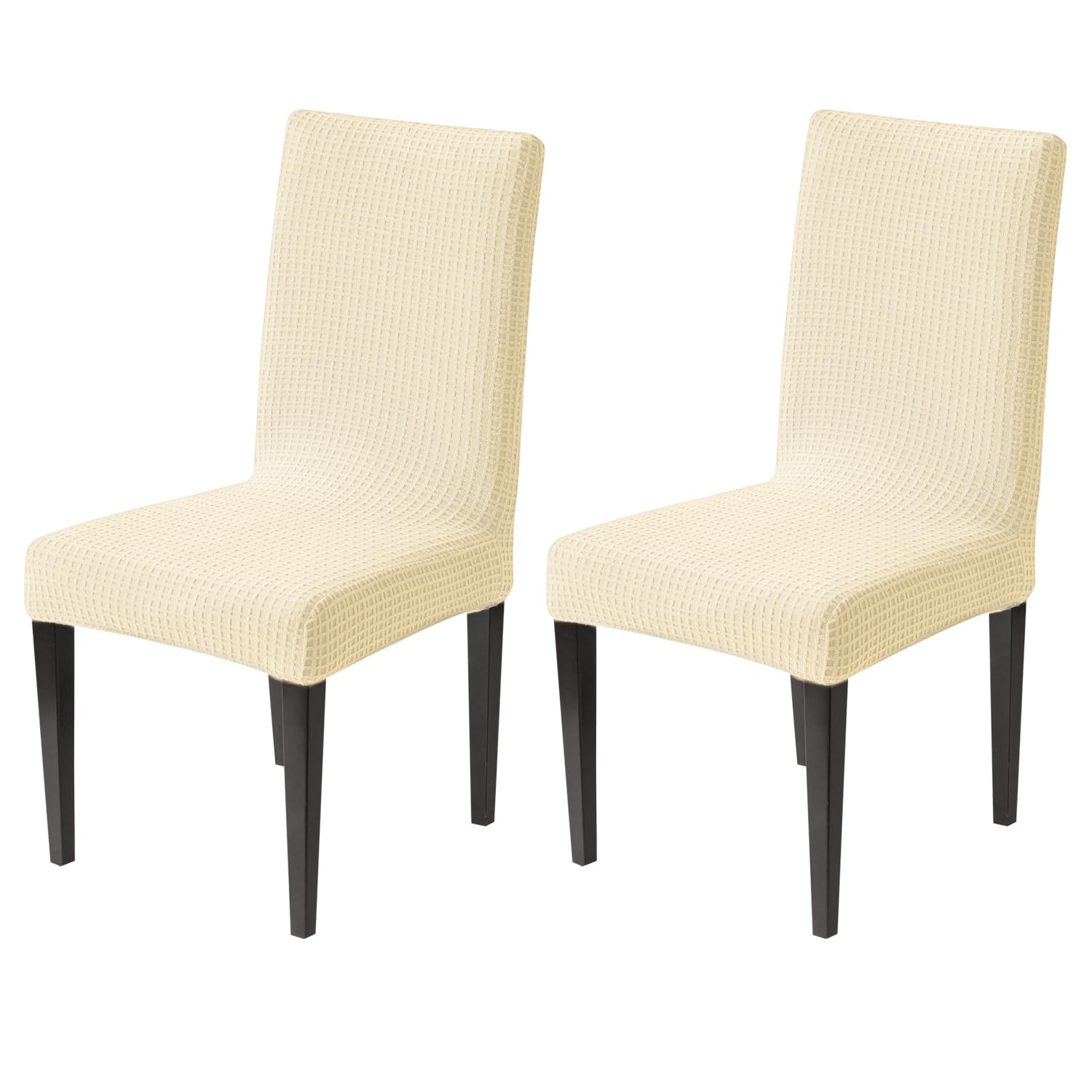 Decorative Dining Chair Cover – 220 GSM Stretch Jacquard Fabric (Beige)