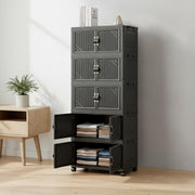 Foldable Storage Box Cart with Handle & Wheels (Black)