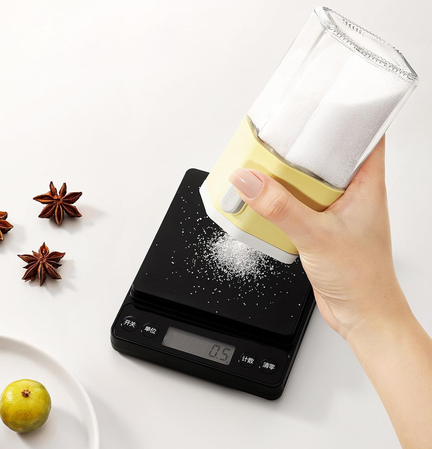 180ml Dual-Use Glass Seasoning Pot with Press Lid – One-Hand Salt & Pepper Shaker Jar