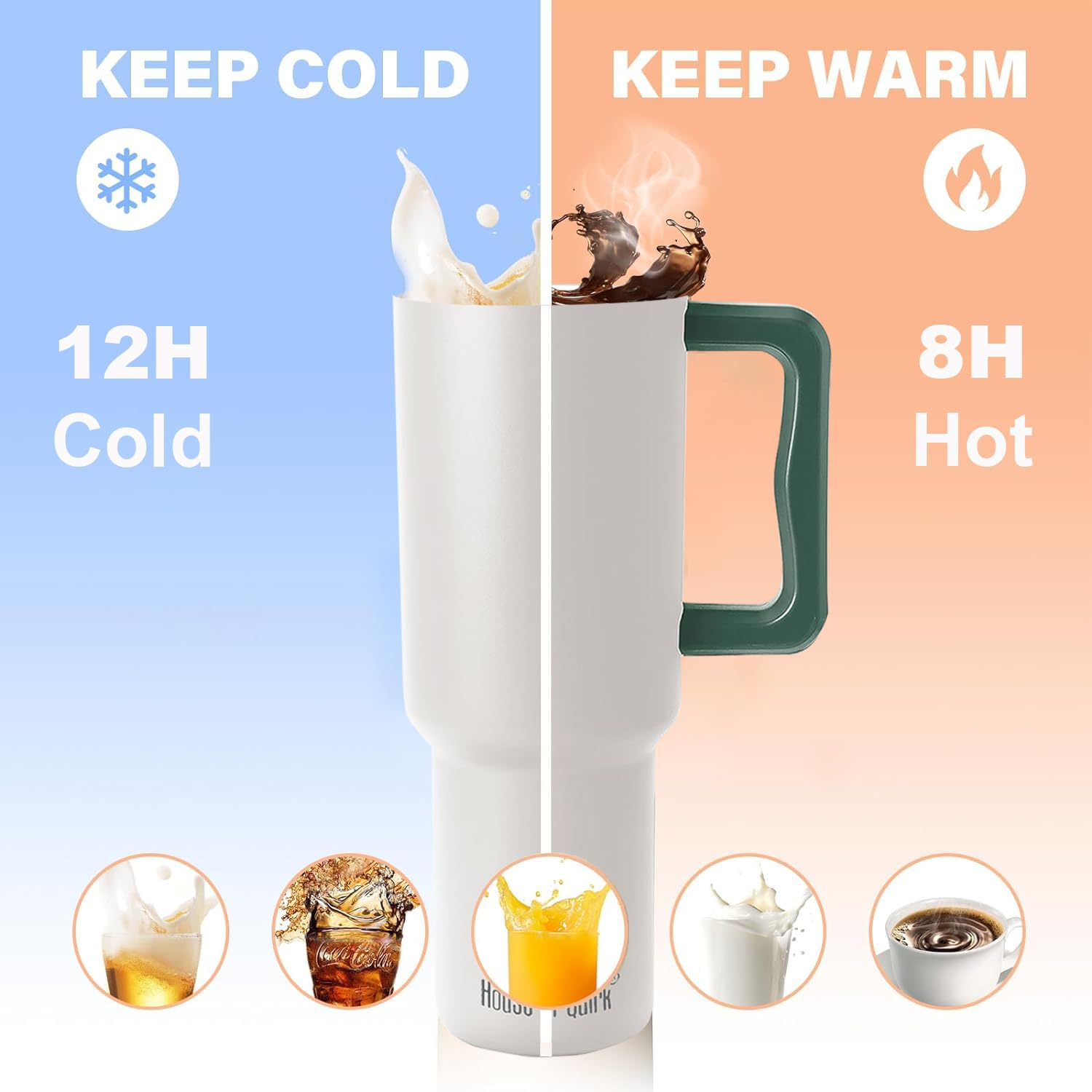 Stainless Steel Vacuum Insulated Tumbler with Straw and Lid & Handle - (1200 ML)