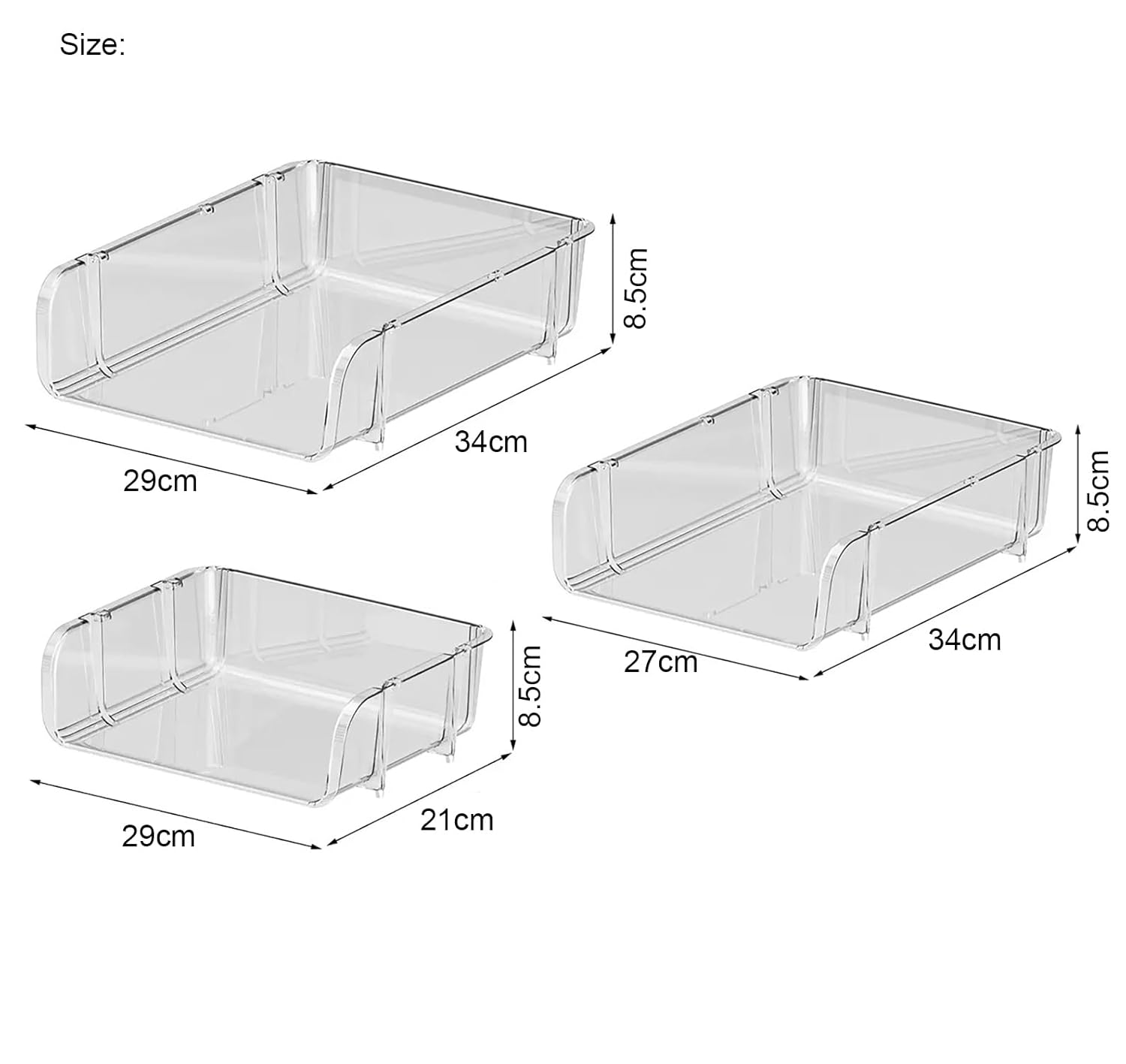 File Organizer, Acrylic Stackable Desk Organizers (Set of 2)