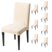 Premium Stretch Dining Chair Covers – 220 GSM Thick Jacquard Fabric- Beige