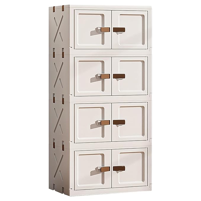 4 Layer Plastic Storage Box – Flip Cabinet (40cm, Cream)