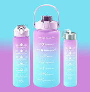 Set of 3 Water Bottle with Straw 2 Litre+900ml+280ml (Purple/Blue)