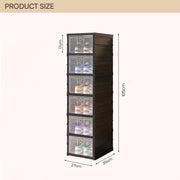 6-Layer Foldable & Stackable Shoe Cabinet with Transparent Front Door (Transparent)