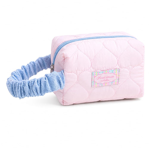 Korean Quilted Makeup Bag for Women, Heart Pattern Cosmetic Pouch