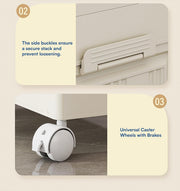 Slim Bathroom Storage Cabinet with Wheels & Drawers - White