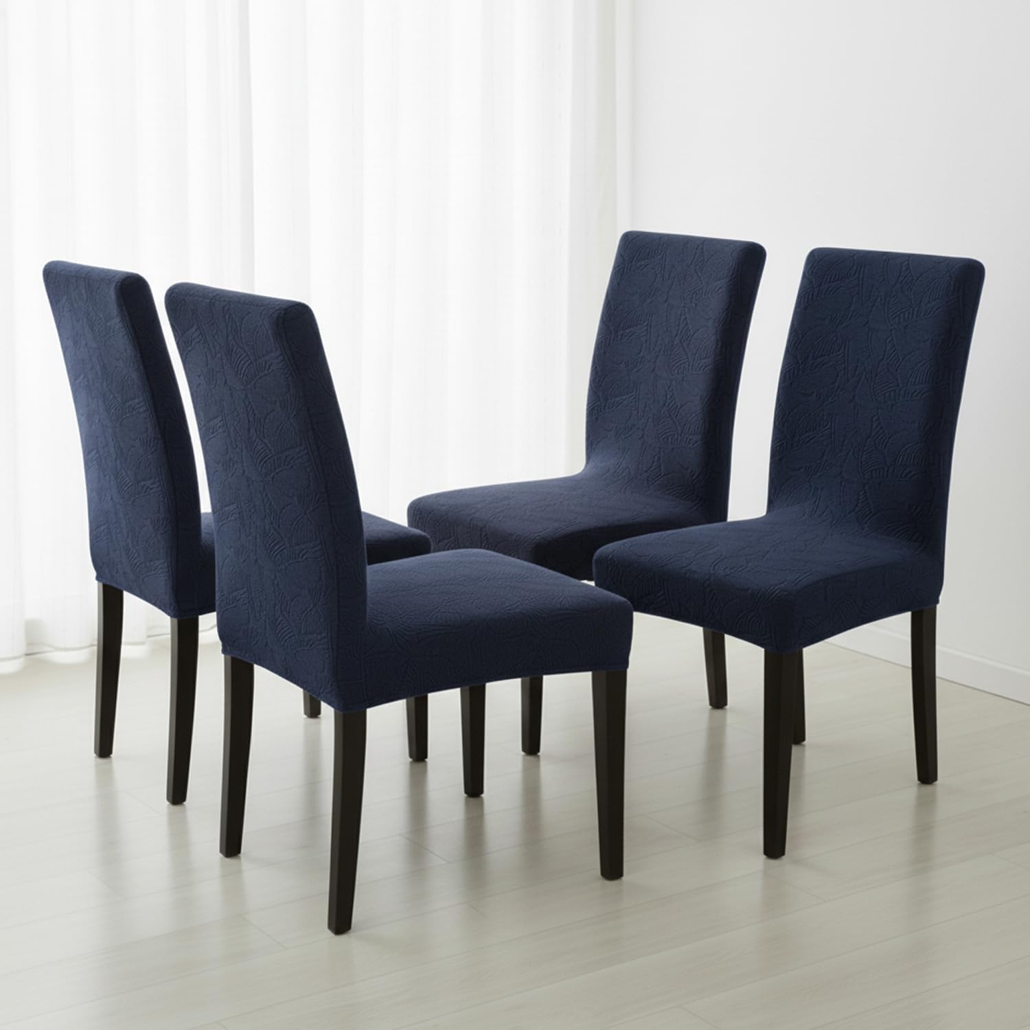 Stretchable Jacquard Dining Chair Cover – Universal Fit, 220 GSM-Navy