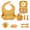 9 Pcs Silicone Baby Feeding Set | Car Divided Plate & Bowl, Spoons, Forks & Bib