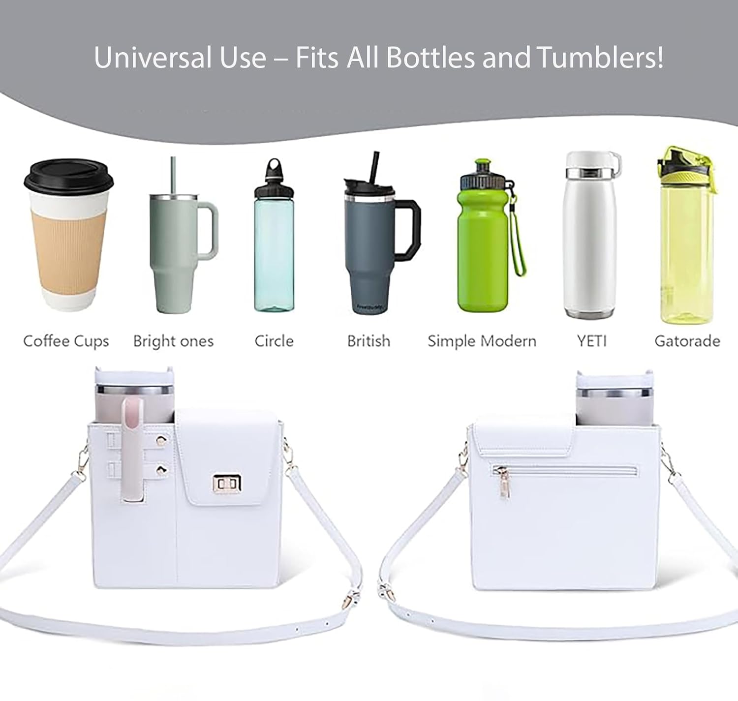 Crossbody Tumbler Holder with Purse Compartment