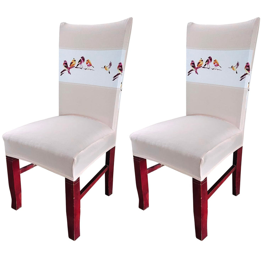 Elastic Chair Cover (Beige Bird)