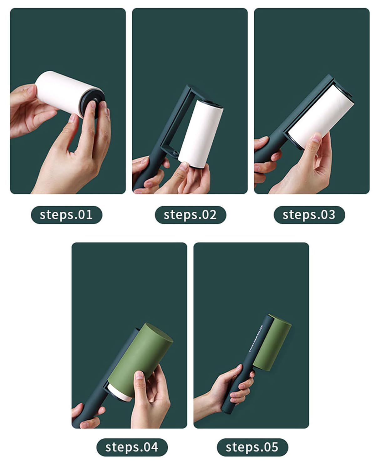 Portable Lint Roller for Pet Hair – 4-Pack, 240 Sheets Total (60 Sheets Each)