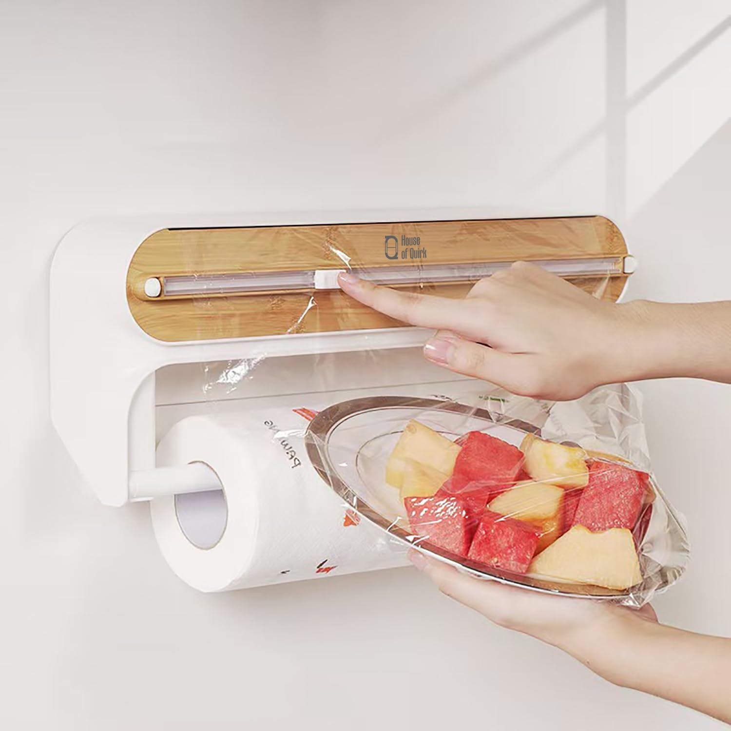 Magnetic Plastic Wrap Dispense 2-in-1  with Cutter – Grey