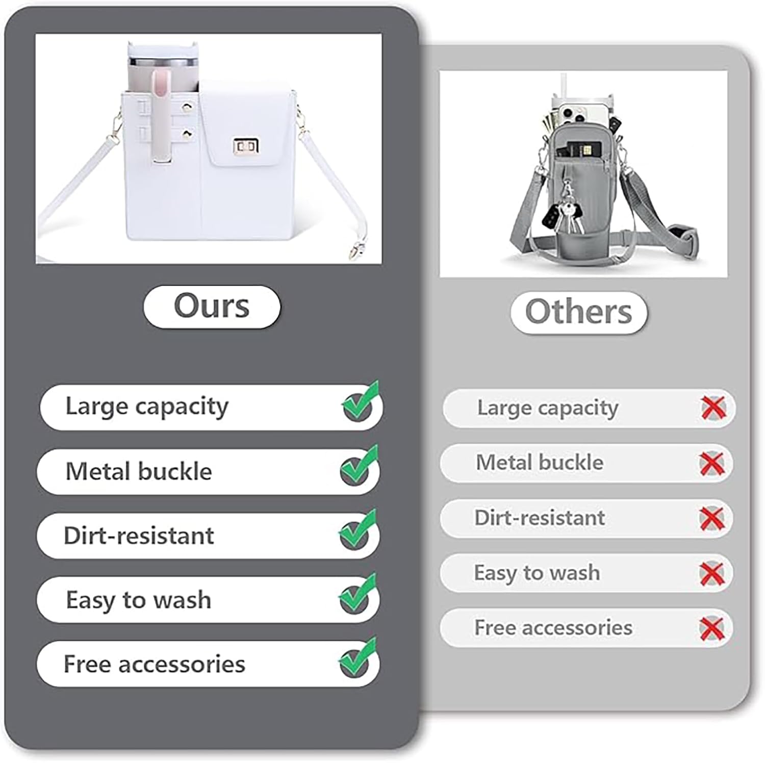 Crossbody Tumbler Holder with Purse Compartment