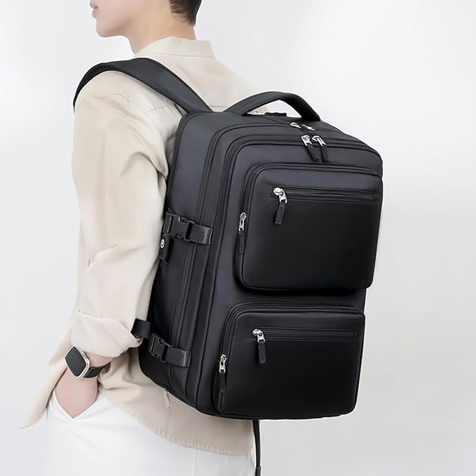 Backpack Man Travel Vacuum Compression With Pump Waterproof & Expandable (15.6", Black)