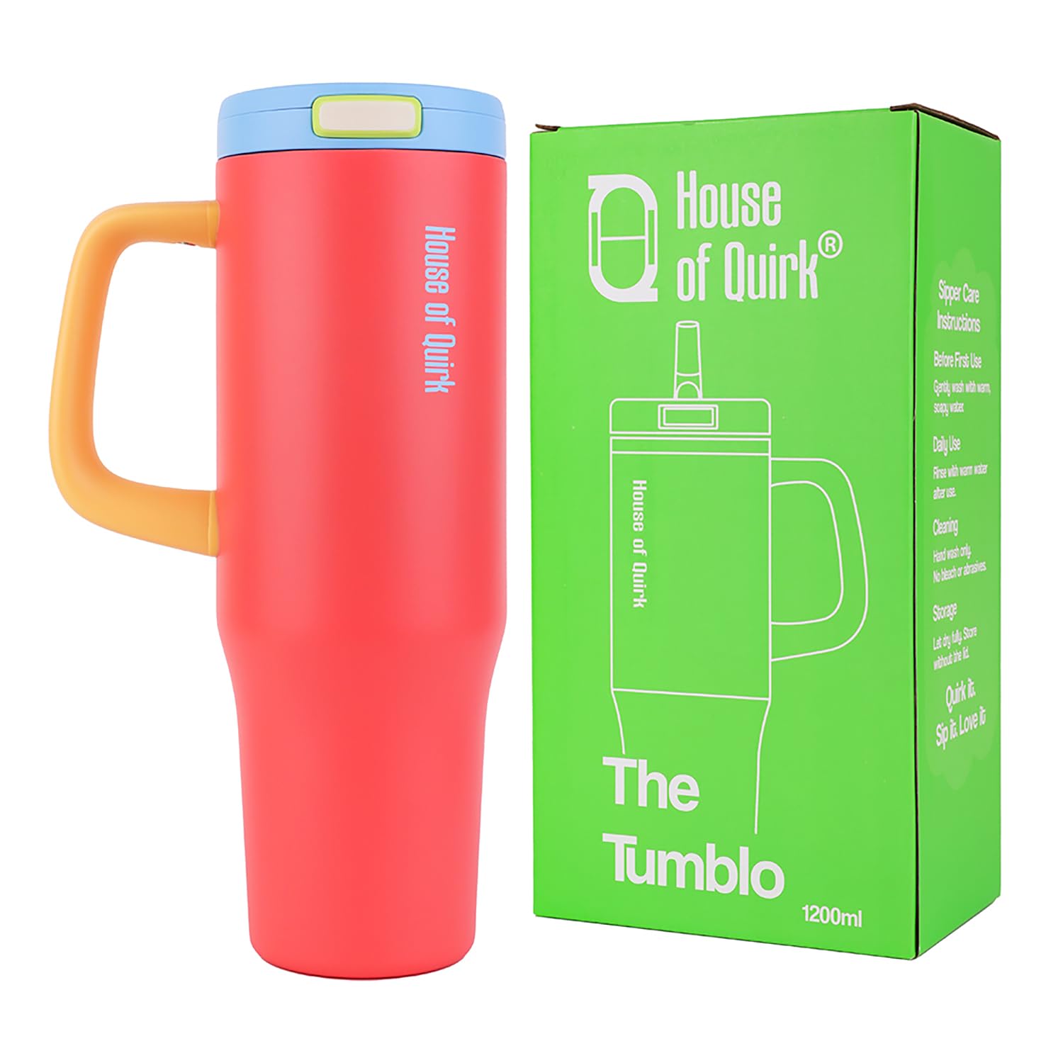 1200ML Stainless Steel Tumbler with Handle & Pop-Up Lid