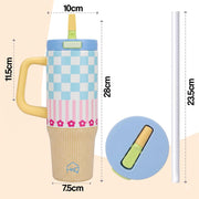 1200ML Stainless Steel Tumbler with Handle & Pop-Up Lid (Printed)