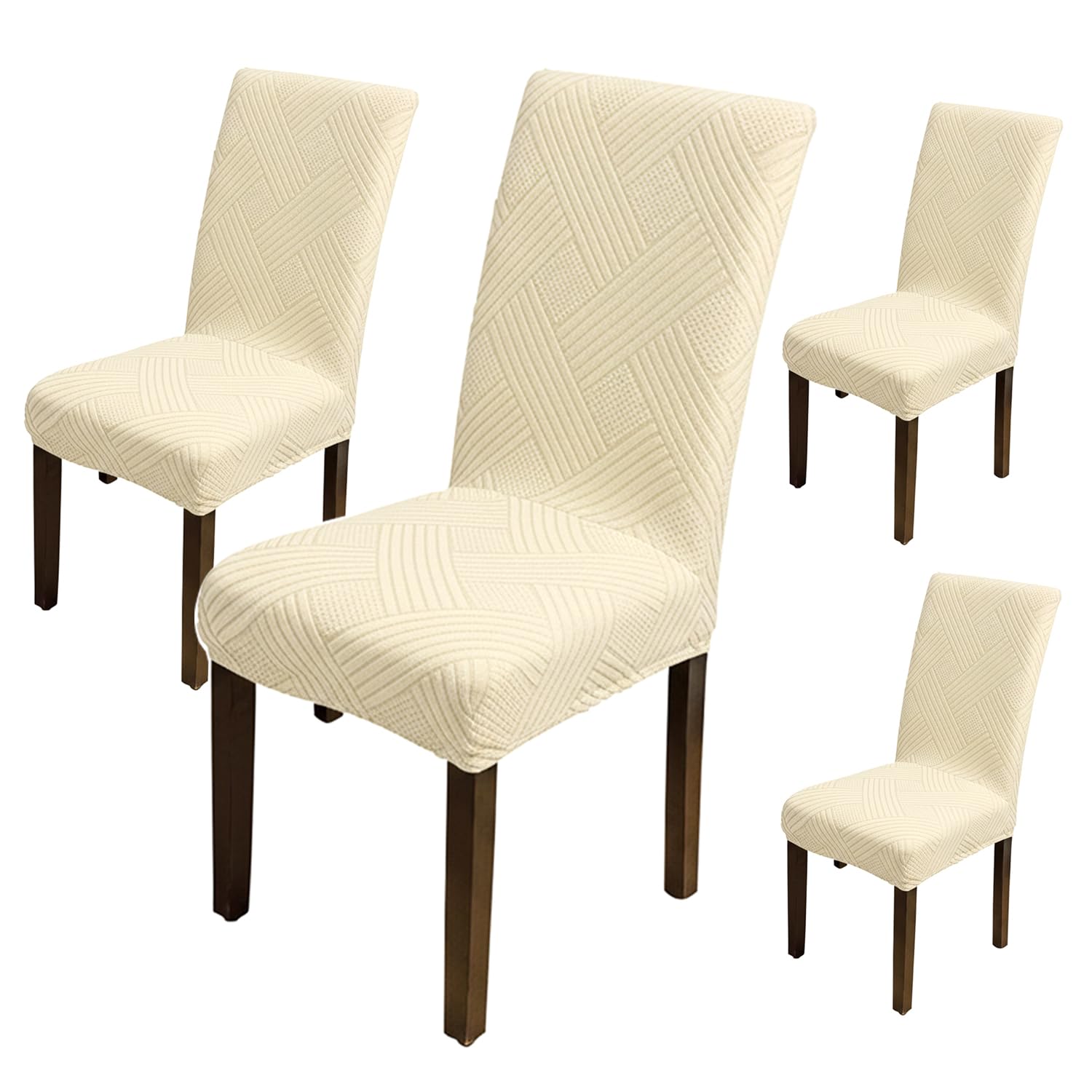 Universal Fit Elegant Jacquard Chair Cover – 220 GSM Stretch Fabric (Beige)