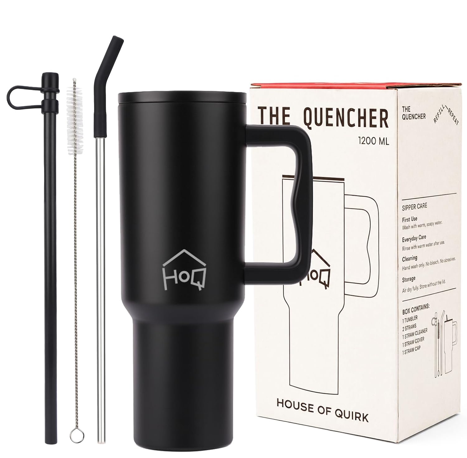 Stainless Steel Vacuum Tumbler with Straw and Lid & Handle - (1200 ML)