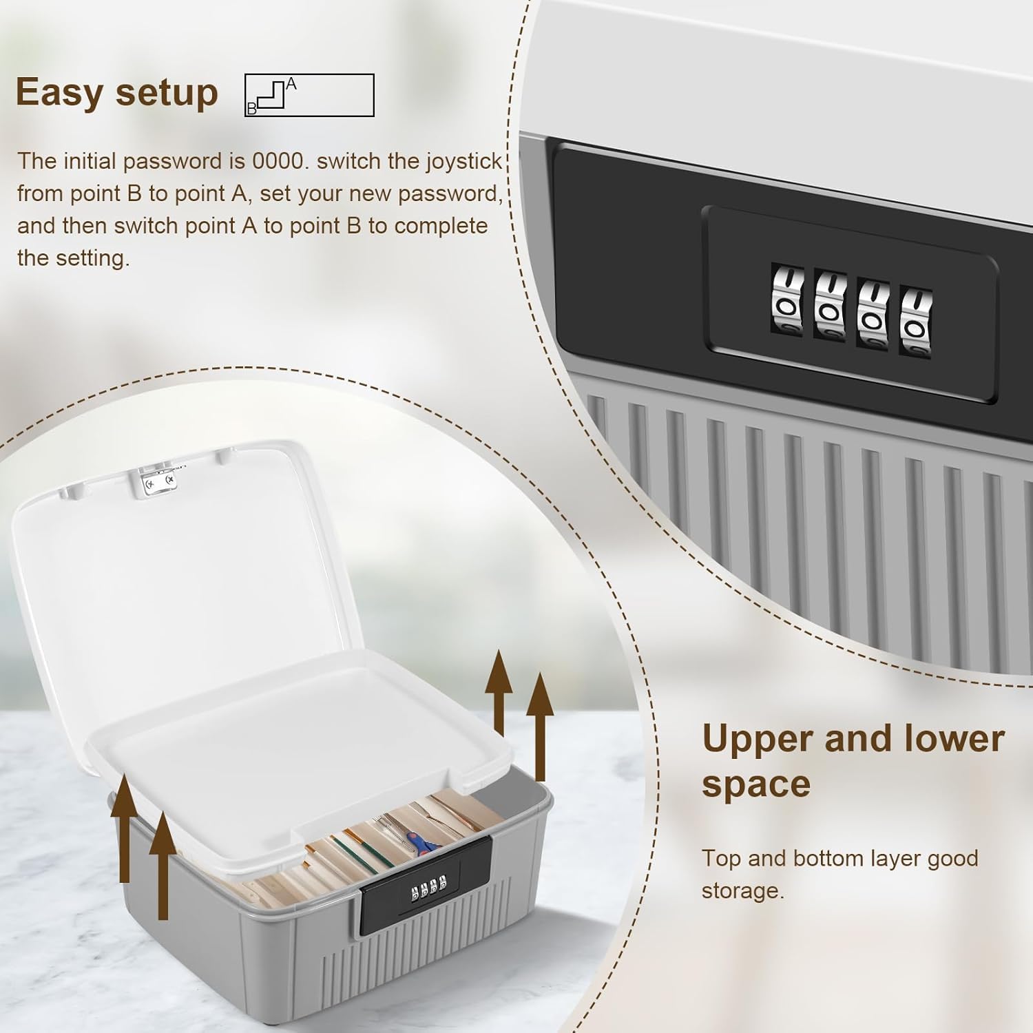 Lockable Storage Box – Double-Layer Organizer with 4-Digit Lock