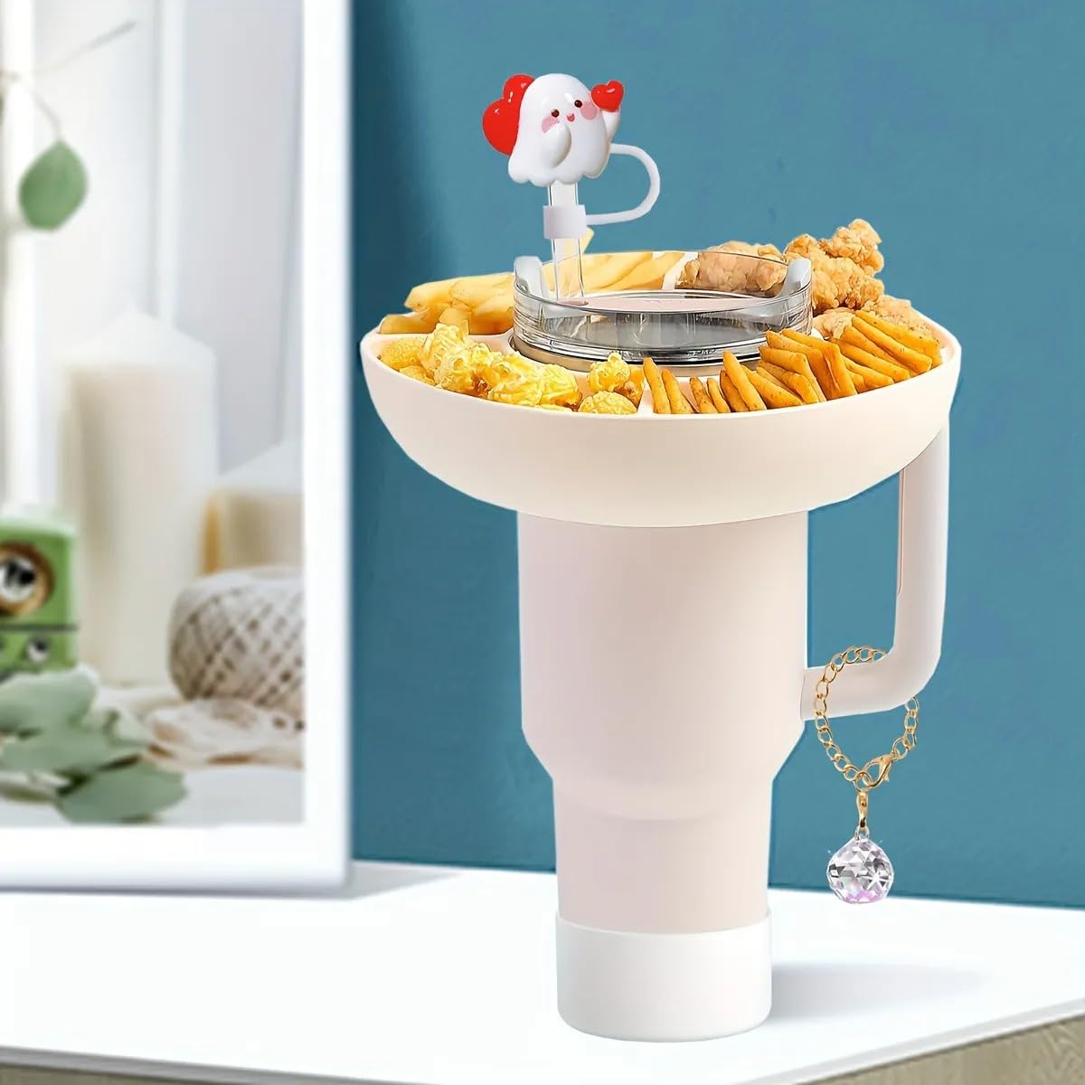 5Pcs Plastic Snack Bowl & Silicone Cup Boot Set for 40oz Tumbler with Handle( Tumbler Not Inclued)