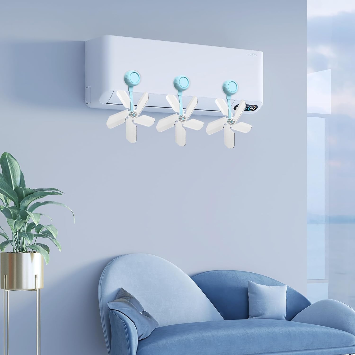 3-Piece Adjustable AC Wind Deflector with Suction Cups – Prevent Direct Cold Air (Blue)